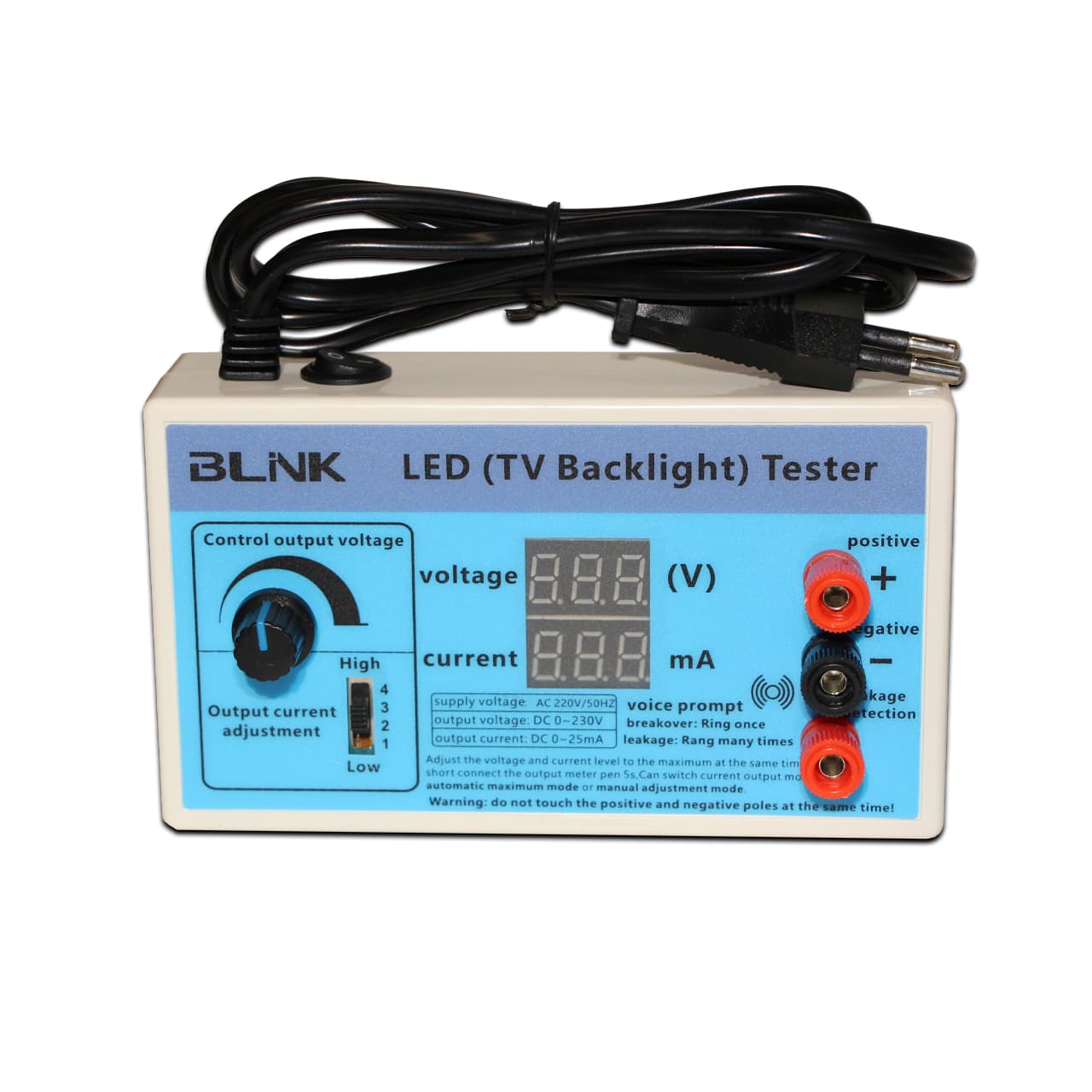 BLiNK CB250 (230V, 25mA) – Tester LED dioda sa zvučnim signalima i funkcijom detekcije curenja struje