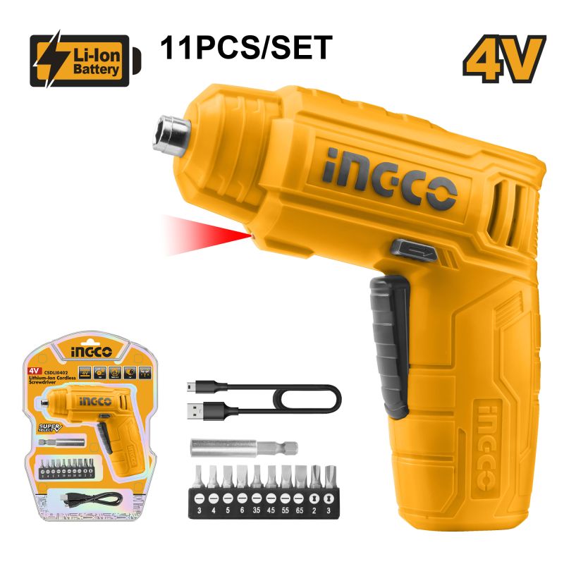 Ingco aku odvijač 4V – Super Select CSDLI0402 sa setom bitova